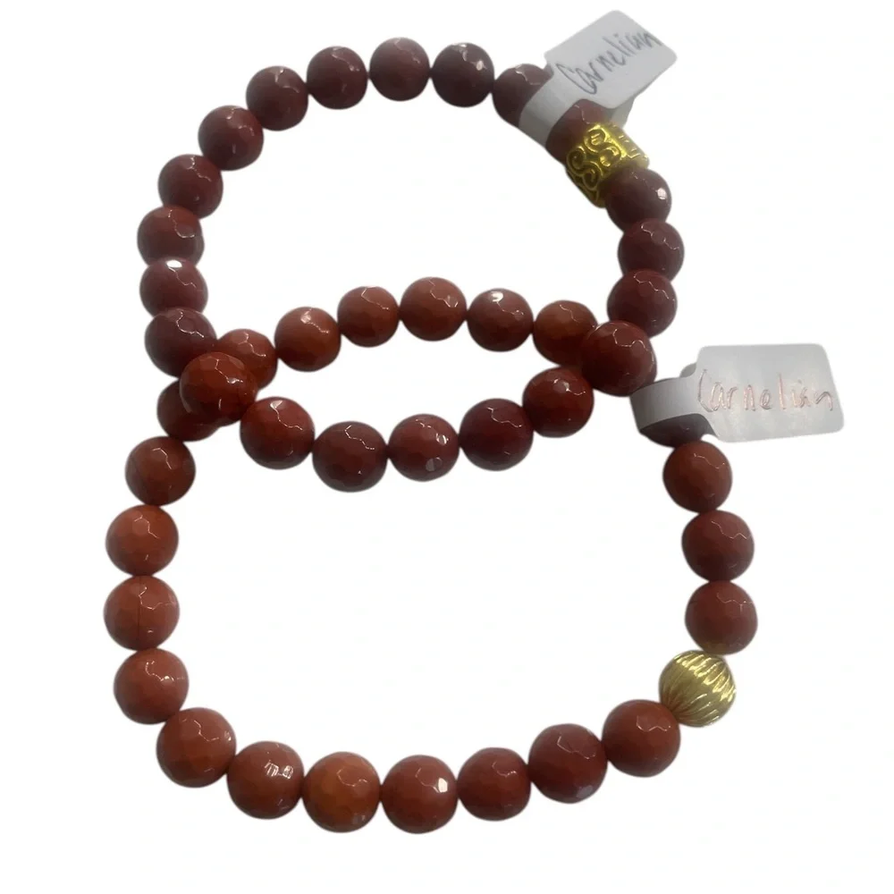 Orange Carnelian Faceted Gemstone Bracelet - Picture 6 of 7